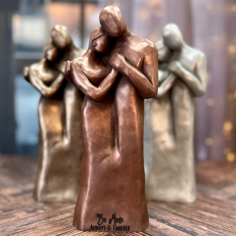 10 Year Anniversary Aluminum Sculpture , 25th Anniversary, 8th Bronze or 7th Copper Couple Figurine image 3