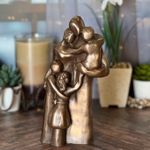 7th, 8th, 10th Anniversary Family of Five Portrait Bronze Gift, Birthday, Mother's Day, Father's Day FO5TCC image 9