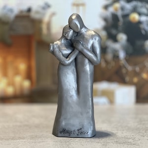 10 Year Anniversary Aluminum Sculpture , 25th Anniversary, 8th Bronze or 7th Copper Couple Figurine image 4