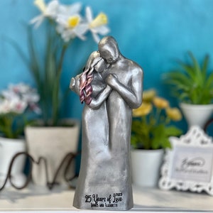 10 Year Anniversary Aluminum Sculpture , 25th Anniversary, 8th Bronze or 7th Copper Couple Figurine image 9