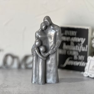 Family of Four Figurine 10 Year Anniversary Aluminum Sculpture, 10th Anniversary Family Portrait, Anniversary Gift for Men, Gift for Her