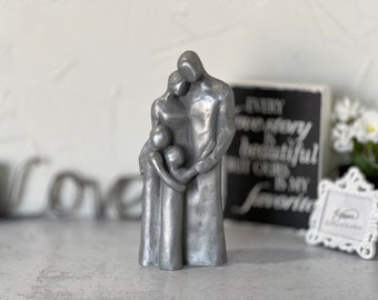 Family of Four Figurine 10 Year Anniversary Aluminum Sculpture, 10th Anniversary Family Portrait, Anniversary Gift for Men, Gift for Her