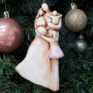 Schwangere Erwartung vierköpfige Familie Weihnachtsschmuck OrDrEFO4-YTC-BB-B