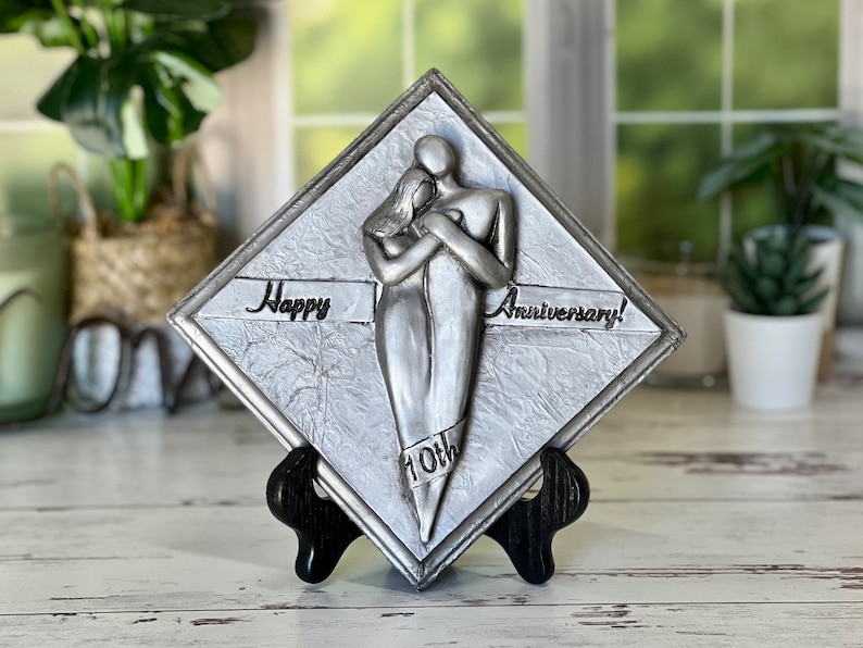 Happy 10 Year Anniversary Gift Aluminum Plaque, 10th Tenth Anniversary Gift for Men, 10 Anniversary Gift for Him, Gift for Her image 1