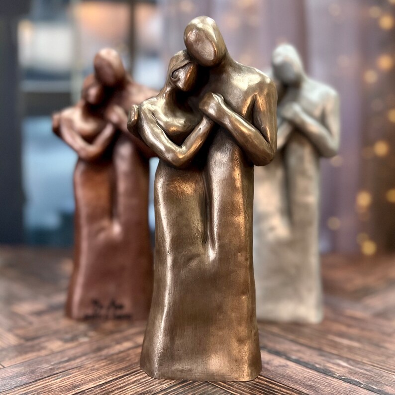 10 Year Anniversary Aluminum Sculpture , 25th Anniversary, 8th Bronze or 7th Copper Couple Figurine image 2