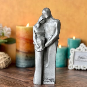 Family of Three 10 Year Anniversary Aluminum Sculpture, Anniversary Gift for Men, Gift for Her, 10 Years Gift for Husband Wife