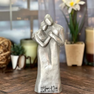 10 Year Anniversary Aluminum Sculpture , 25th Anniversary, 8th Bronze or 7th Copper Couple Figurine image 5