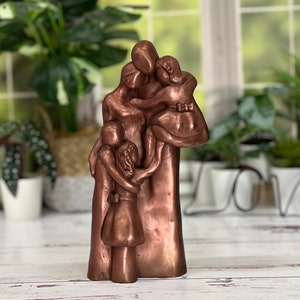 7th, 8th, 10th Anniversary Family of Five Portrait Bronze Gift, Birthday, Mother's Day, Father's Day FO5TCC image 3