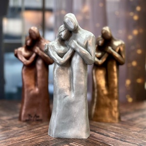 10 Year Anniversary Aluminum Sculpture , 25th Anniversary, 8th Bronze or 7th Copper Couple Figurine image 1