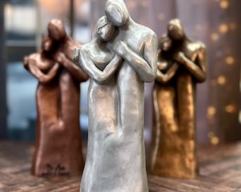 10 Year Anniversary Aluminum Sculpture , 25th Anniversary, 8th Bronze or 7th Copper Couple Figurine