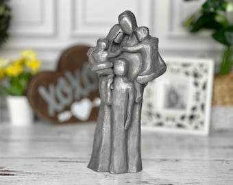 Personalized Family of Five Sculpture with Older Baby, Toddler, and Child FO5YtTC