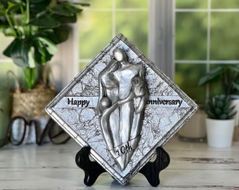 Happy 10th Anniversary Aluminum Plaque, Tin Anniversary Gift