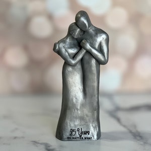 10 Year Anniversary Aluminum Sculpture , 25th Anniversary, 8th Bronze or 7th Copper Couple Figurine image 8