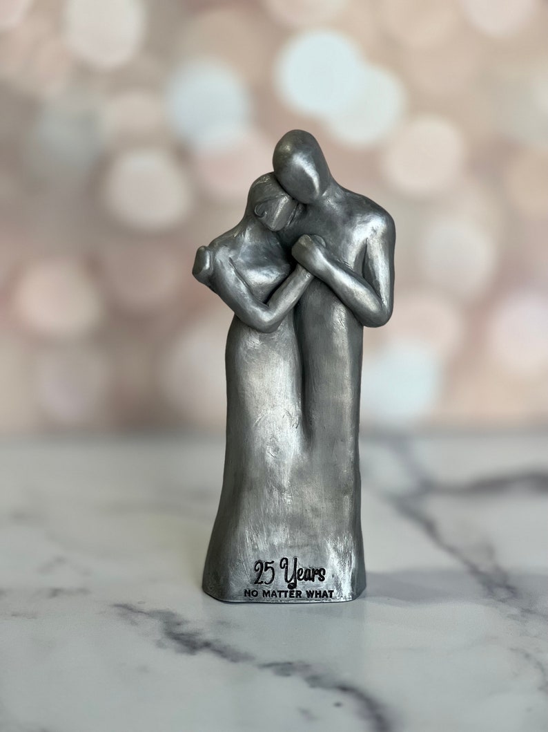 10 Year Anniversary Aluminum Sculpture , 25th Anniversary, 8th Bronze or 7th Copper Couple Figurine image 8