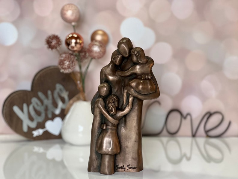 7th, 8th, 10th Anniversary Family of Five Portrait Bronze Gift, Birthday, Mother's Day, Father's Day FO5TCC image 8