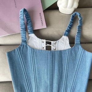 Denim Corset, Corset Top, Corset from Denim , Denim Top,