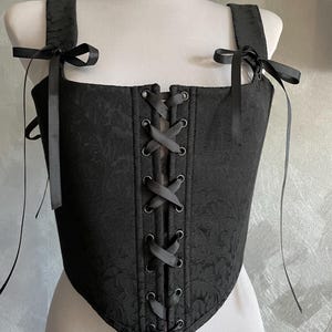 Black Corset Jacquard Corset, Renaissance Corset, Christmas corset, Plus Size Corset, Renaissance Bodice Stays Removable Strap