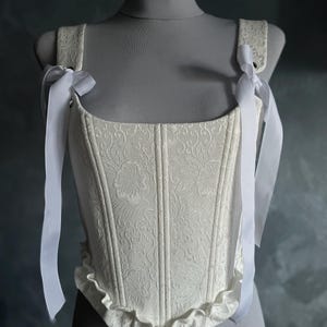 Jacquard Corset, Renaissance Corset,Wedding corset, Plus Size Corset, Handmade Corset Bidice in Soft White, Ivory Corset, Bridal Corset