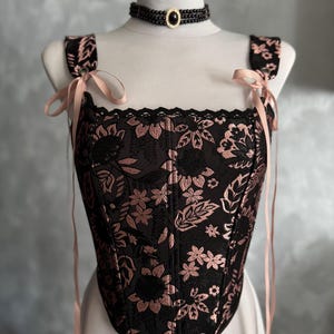Floral Jacquard Corset Top: Gothic Renaissance Overbust Corset