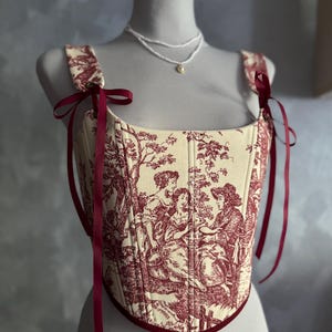 Top corsé Toile de Jouy: corpiño de estilo victoriano renacentista