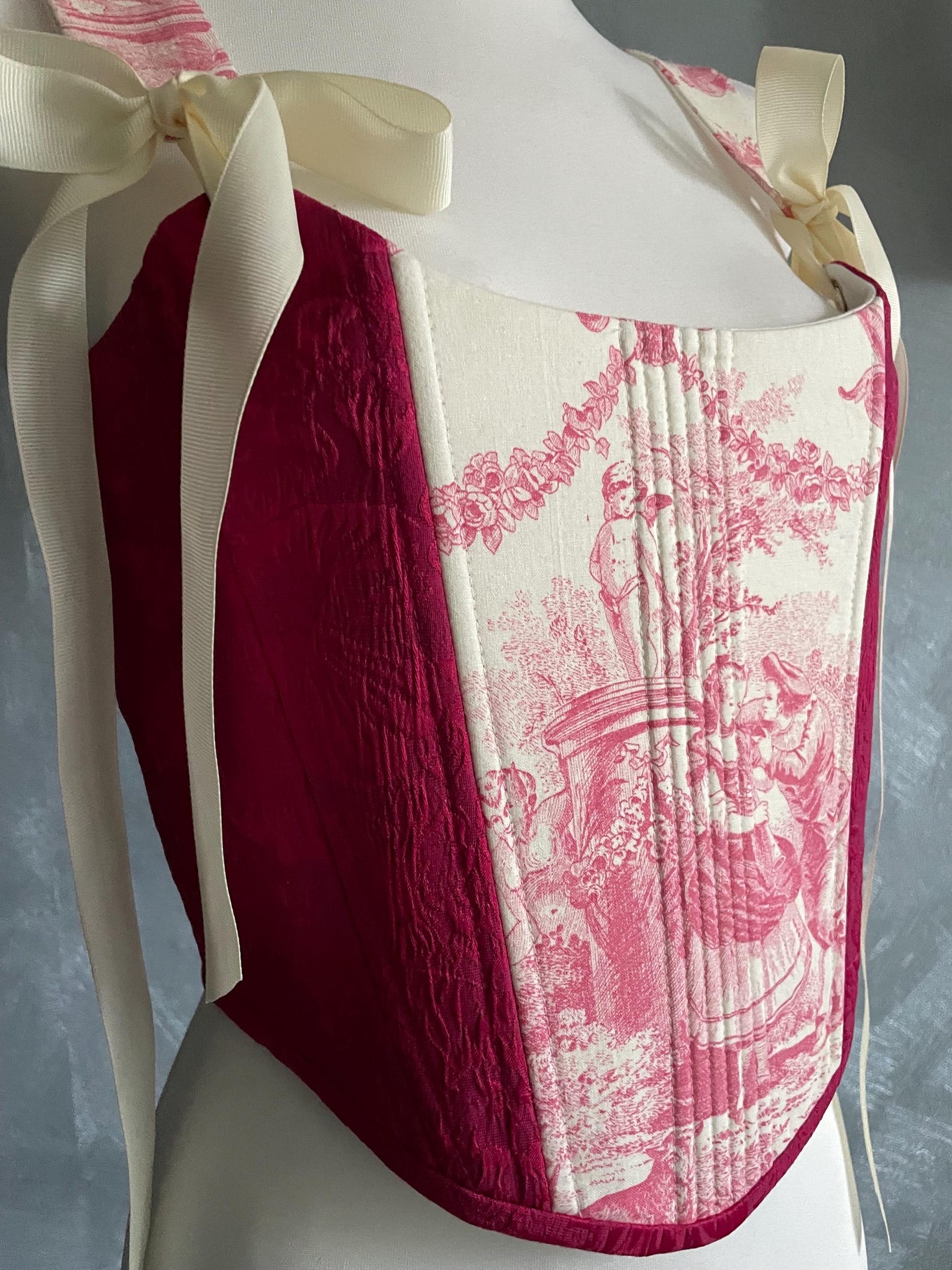 Corset Toile de Jouy – Blue Pleated Ruffle main image 1