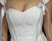 jacquard Corset Top, Corset, White Corset, Wedding Corset, Bridal Corset , Renaissance Dress