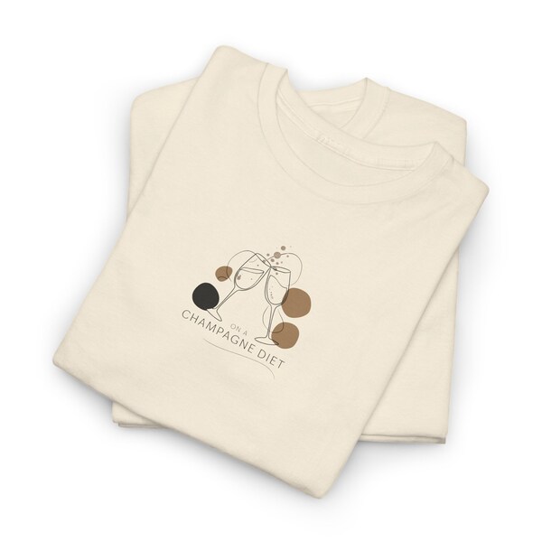 T-shirt animé unisexe On a Champagne Diet - Design minimaliste avec des coupes de champagne et des bulles