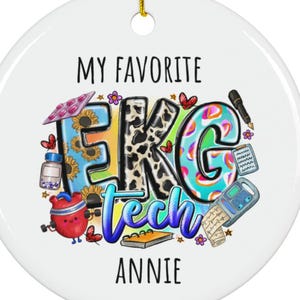 EKG Tech Ceramic Ornament, Heartbeat Christmas Tree Decoration, Medical Gift Doctor Nurse Paramedic, Hospital Theme Holiday Decor, EKG Gift