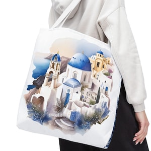 Greece Island Gift Tote Bag, Santorini Vacation Gift, Santorini Traveling Trip Tote Bag,Santorini Dream Tote Bag, Travel Souvenir Tote Bag