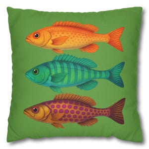 Sea Theme Fish Pillow Cover, Colorful Fish Decorative Pillow Cover, Coastal Decor, Nautical Home Accents, Animal Theme Gift, Ocean Lover&#39;s