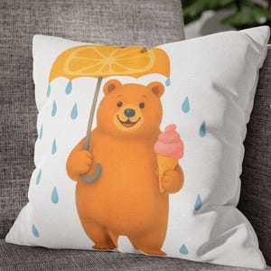 Funny Bear Throw Pillowcover, Bear Throw Pillowcases, Rustic Wildlife Decorative Pillow Covers, Bear Square Cushion Cover,Wild Animal Covers
