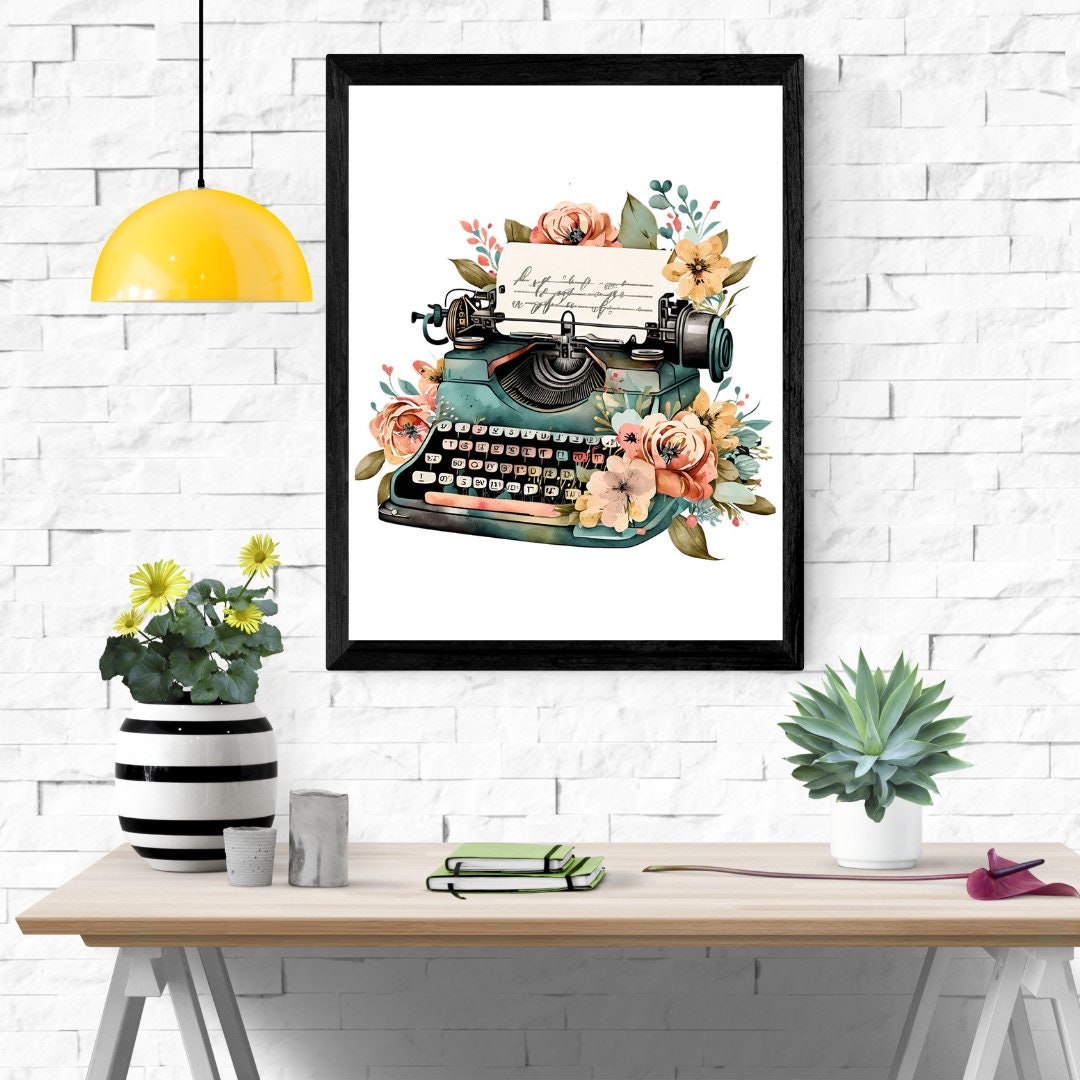 Writer Present,vintage Typewriter,writer Print,typewriter Watercolor, Writer Gift,vintage ...
