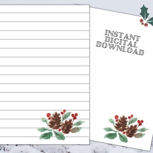 Printable Christmas Stationery,Printable Christmas Stationary,Holly Berries,Christmas Letter Paper,Letterheads,Digital Papers, Note