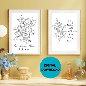 Consider the Lilies,Scripture Wall Art,Scripture Signs,Christian Wall Art,Bible Wall Art, Biblical Wall Art, Scriptures Wall Art,Bible Verse
