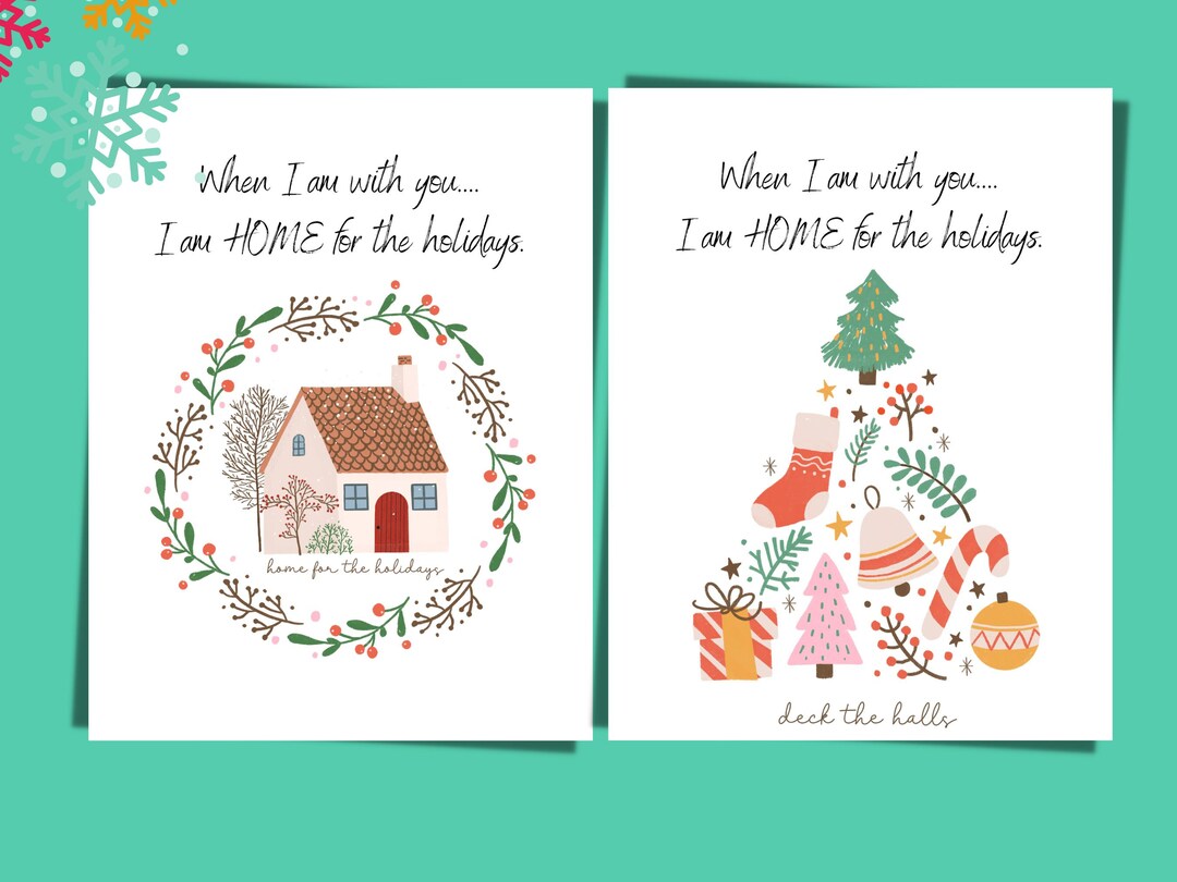 Christmas Wall Printables Set of 6 Christmas Wall Art Cute Etsy