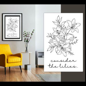 Consider the Lilies,Scripture Wall Art,Scripture Signs,Christian Wall Art,Bible Wall Art, Biblical Wall Art, Scriptures Wall Art,Bible Verse