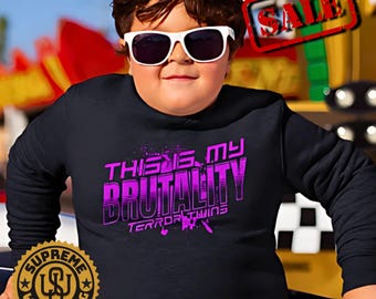 Sudadera para niños de lucha libre Ripley This Is My Brutality Sudadera para niños de lucha libre Terror Twins Rhea Dirty Dom Judgement Day