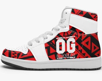Zapatillas de lucha de la WWE The OG Bloodline para niños, zapatillas altas personalizadas, regalo personalizado para fans de la WWE para pequeños amantes de la lucha libre.