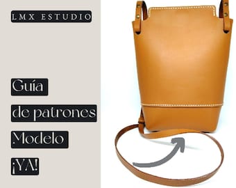 Patrón PDF para bolso de piel + Vídeo tutorial, patrón bolso cuero, plantilla bolso PDF, patrón bandolera piel, cuero hecho a mano, patrones