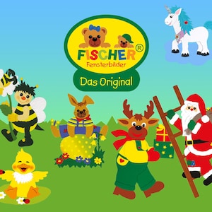 Basteln aus Papier Fensterbilder Bastelpackungen Fischer basteln für Kinder und Erwachsene Dekoration für Weihnachten Winter Ostern Sommer