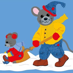 Fischer fenêtre photos paquet de bricolage boîte photo en carton et papier Max et Mimi dans la neige