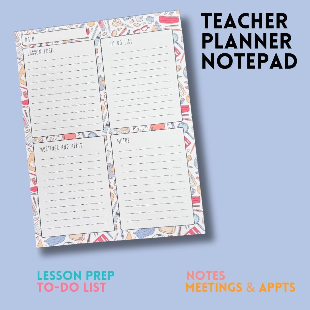 Teacher Planner Notepad | Daily Lesson Plan & To-do List | Teacher Desk ...