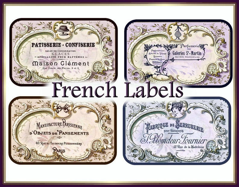 Paris Chic Vintage Calling Card Labels for Altoid Tins Jars Etsy
