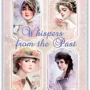 Whispers from the Past Collection of 4 Collages and BONUS Tags Cottage Chic Instant Download Digital Printable image 3