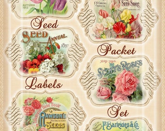 Vintage Seed Packet Labels Spring/Summer Printable INSTANT DOWNLOAD Digital Set