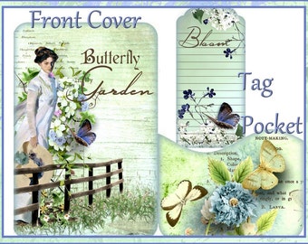 Butterfly Secrets Tasche e Tag Art/Junk Journal Digital Printable DOWNLOAD ISTANTANEO