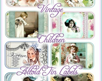 Vintage Children Altoid Tin Labels Craft Project Digital Printable INSTANT DOWNLOAD