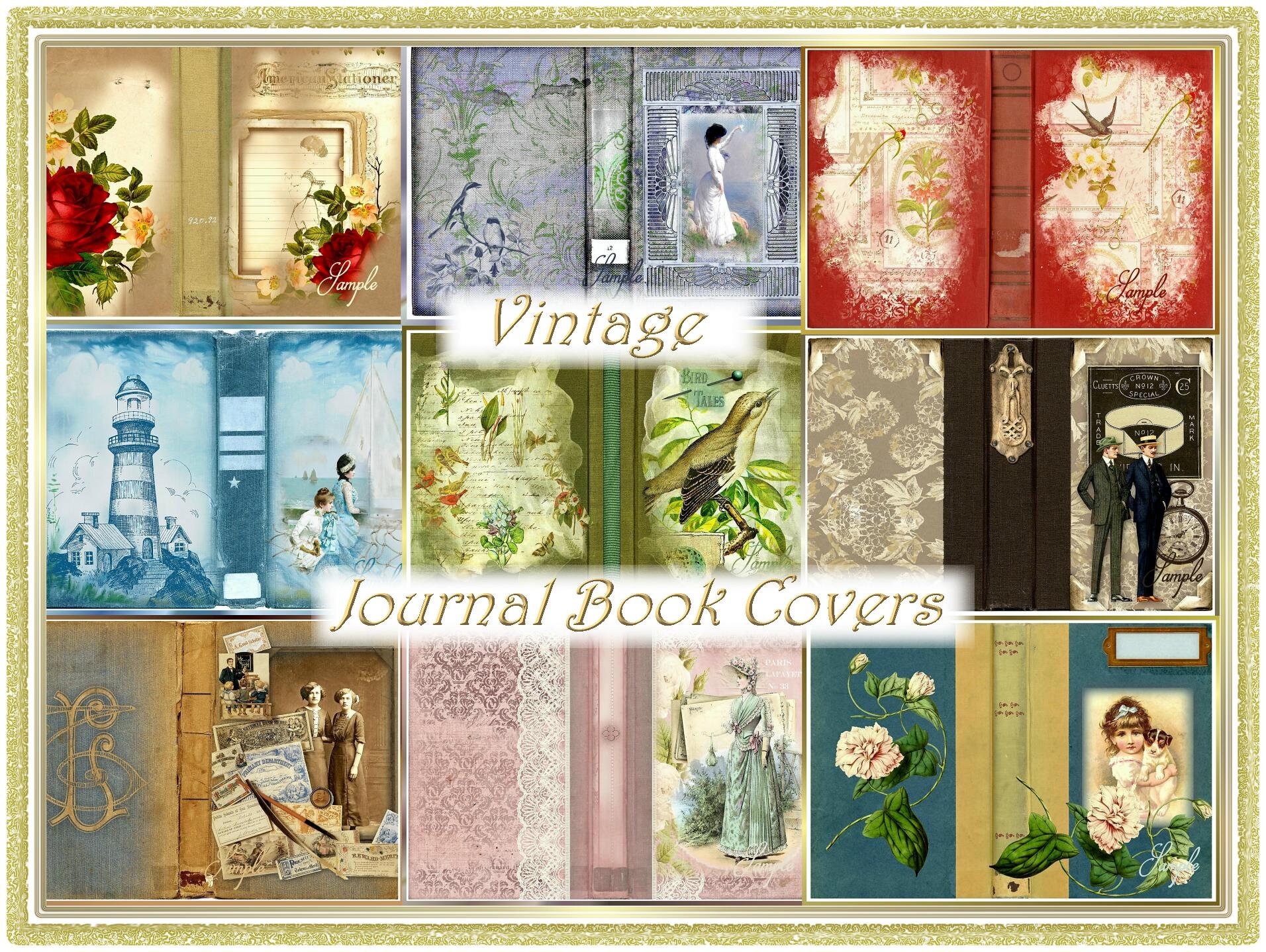 Vintage Journal Book Covers Set of 10 Digital Printable | Etsy
