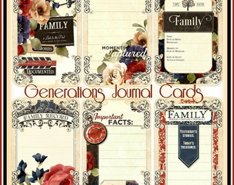 Generations Journal Card Set - Digital Printable - INSTANT DOWNLOAD