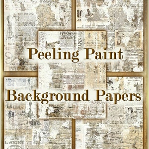 Peeling Paint Vintage Ephemera Background Papers Set - Digital Printable - INSTANT DOWNLOAD